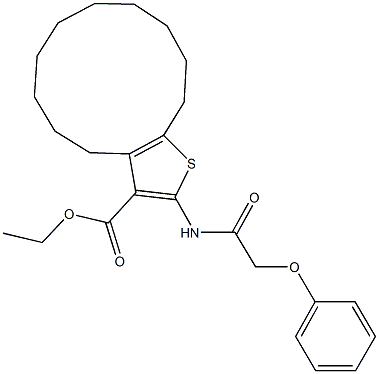 ethyl 2-[(phenoxyacetyl)amino]-4,5,6,7,8,9,10,11,12,13-decahydrocyclododeca[b]thiophene-3-carboxylate Structure