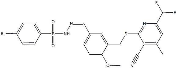 444925-71-7 4-bromo-N'-[3-({[3-cyano-6-(difluoromethyl)-4-methyl-2-pyridinyl]sulfanyl}methyl)-4-methoxybenzylidene]benzenesulfonohydrazide