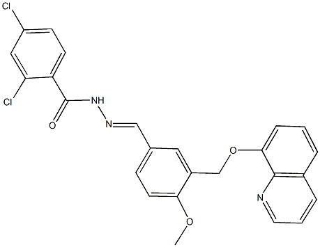 2,4-dichloro-N'-{4-methoxy-3-[(8-quinolinyloxy)methyl]benzylidene}benzohydrazide 化学構造式