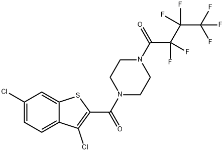 1-[(3,6-dichloro-1-benzothien-2-yl)carbonyl]-4-(2,2,3,3,4,4,4-heptafluorobutanoyl)piperazine Struktur