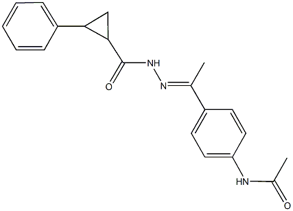 N-(4-{N-[(2-phenylcyclopropyl)carbonyl]ethanehydrazonoyl}phenyl)acetamide Struktur