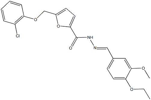 5-[(2-chlorophenoxy)methyl]-N'-(4-ethoxy-3-methoxybenzylidene)-2-furohydrazide,444925-84-2,结构式