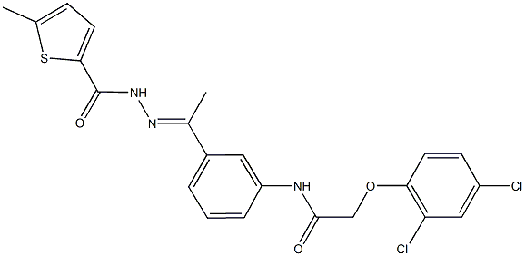 2-(2,4-dichlorophenoxy)-N-(3-{N-[(5-methyl-2-thienyl)carbonyl]ethanehydrazonoyl}phenyl)acetamide 化学構造式