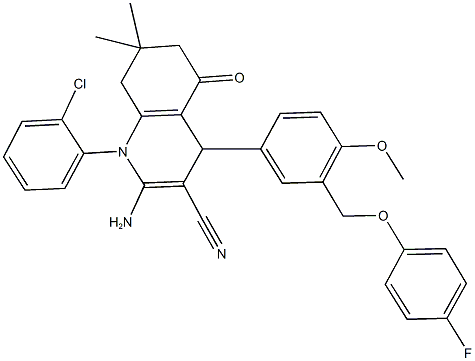 2-amino-1-(2-chlorophenyl)-4-{3-[(4-fluorophenoxy)methyl]-4-methoxyphenyl}-7,7-dimethyl-5-oxo-1,4,5,6,7,8-hexahydro-3-quinolinecarbonitrile|
