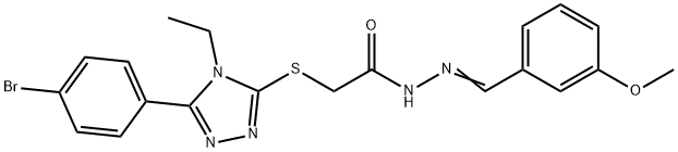 2-{[5-(4-bromophenyl)-4-ethyl-4H-1,2,4-triazol-3-yl]sulfanyl}-N'-(3-methoxybenzylidene)acetohydrazide,444926-09-4,结构式