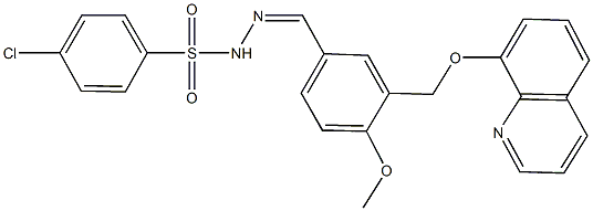 4-chloro-N'-{4-methoxy-3-[(8-quinolinyloxy)methyl]benzylidene}benzenesulfonohydrazide Structure