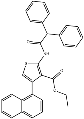 ethyl 2-[(diphenylacetyl)amino]-4-(1-naphthyl)thiophene-3-carboxylate 结构式