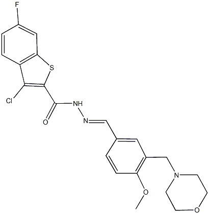 444926-69-6 3-chloro-6-fluoro-N'-[4-methoxy-3-(4-morpholinylmethyl)benzylidene]-1-benzothiophene-2-carbohydrazide