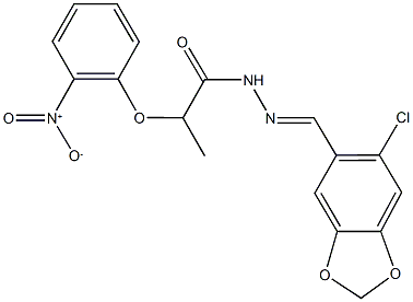 N'-[(6-chloro-1,3-benzodioxol-5-yl)methylene]-2-{2-nitrophenoxy}propanohydrazide 化学構造式