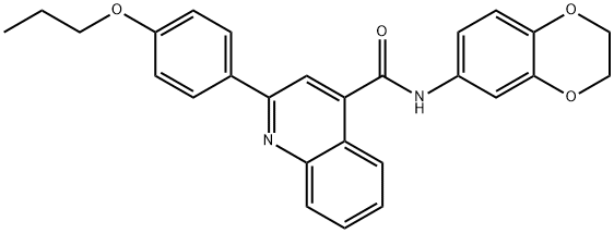 N-(2,3-dihydro-1,4-benzodioxin-6-yl)-2-(4-propoxyphenyl)-4-quinolinecarboxamide 化学構造式