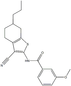 N-(3-cyano-6-propyl-4,5,6,7-tetrahydro-1-benzothien-2-yl)-3-methoxybenzamide 化学構造式