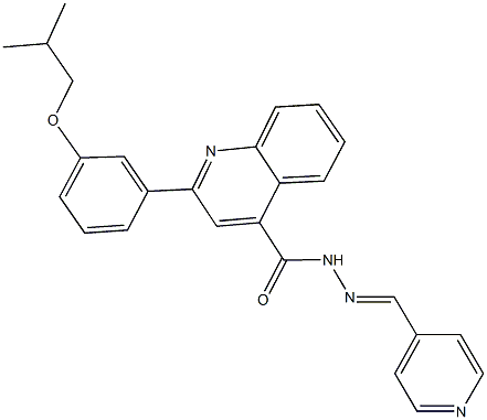 2-(3-isobutoxyphenyl)-N'-(4-pyridinylmethylene)-4-quinolinecarbohydrazide 化学構造式
