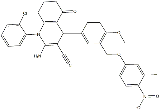 2-amino-1-(2-chlorophenyl)-4-[3-({4-nitro-3-methylphenoxy}methyl)-4-methoxyphenyl]-5-oxo-1,4,5,6,7,8-hexahydroquinoline-3-carbonitrile Structure