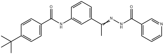 4-tert-butyl-N-{3-[N-(3-pyridinylcarbonyl)ethanehydrazonoyl]phenyl}benzamide 化学構造式