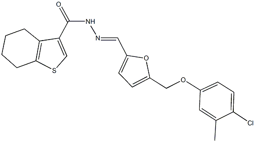 N'-({5-[(4-chloro-3-methylphenoxy)methyl]-2-furyl}methylene)-4,5,6,7-tetrahydro-1-benzothiophene-3-carbohydrazide,444927-46-2,结构式