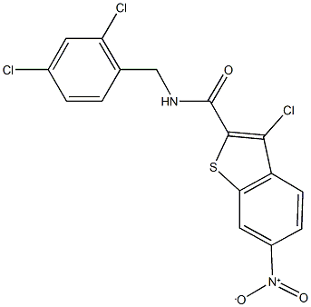 3-chloro-N-(2,4-dichlorobenzyl)-6-nitro-1-benzothiophene-2-carboxamide Structure