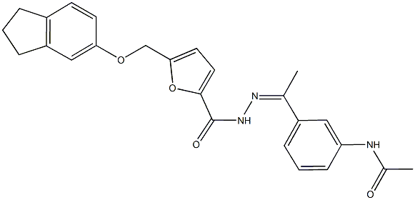 N-[3-(N-{5-[(2,3-dihydro-1H-inden-5-yloxy)methyl]-2-furoyl}ethanehydrazonoyl)phenyl]acetamide Structure