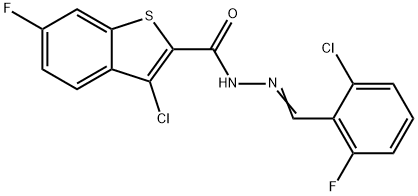3-chloro-N'-(2-chloro-6-fluorobenzylidene)-6-fluoro-1-benzothiophene-2-carbohydrazide Structure