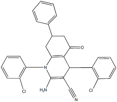 444928-04-5 2-amino-1,4-bis(2-chlorophenyl)-5-oxo-7-phenyl-1,4,5,6,7,8-hexahydro-3-quinolinecarbonitrile