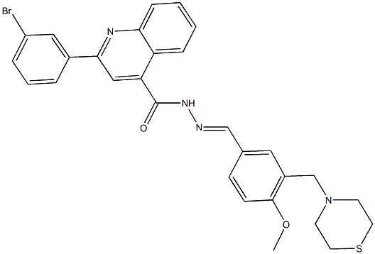 2-(3-bromophenyl)-N'-[4-methoxy-3-(4-thiomorpholinylmethyl)benzylidene]-4-quinolinecarbohydrazide,444928-06-7,结构式