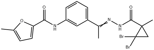 N-(3-{N-[(2,2-dibromo-1-methylcyclopropyl)carbonyl]ethanehydrazonoyl}phenyl)-5-methyl-2-furamide 结构式