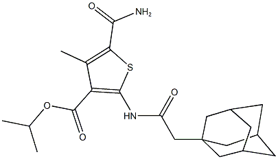 isopropyl 2-[(1-adamantylacetyl)amino]-5-(aminocarbonyl)-4-methyl-3-thiophenecarboxylate Structure