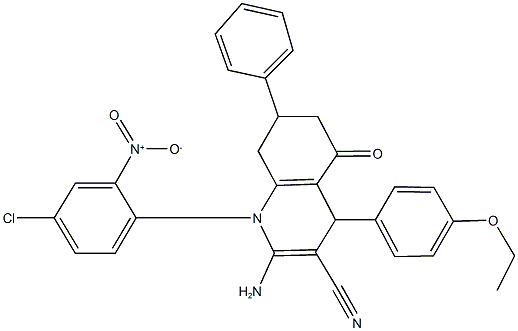 2-amino-1-{4-chloro-2-nitrophenyl}-4-(4-ethoxyphenyl)-5-oxo-7-phenyl-1,4,5,6,7,8-hexahydro-3-quinolinecarbonitrile Structure