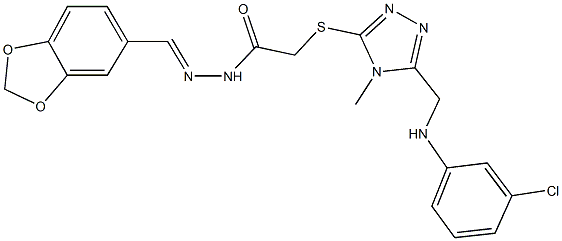 N'-(1,3-benzodioxol-5-ylmethylene)-2-({5-[(3-chloroanilino)methyl]-4-methyl-4H-1,2,4-triazol-3-yl}sulfanyl)acetohydrazide Structure