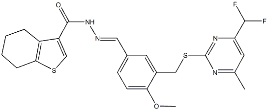 444930-55-6 N'-[3-({[4-(difluoromethyl)-6-methyl-2-pyrimidinyl]sulfanyl}methyl)-4-methoxybenzylidene]-4,5,6,7-tetrahydro-1-benzothiophene-3-carbohydrazide