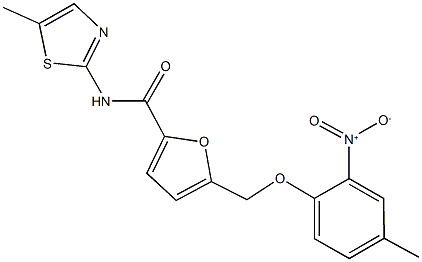 5-({2-nitro-4-methylphenoxy}methyl)-N-(5-methyl-1,3-thiazol-2-yl)-2-furamide Structure