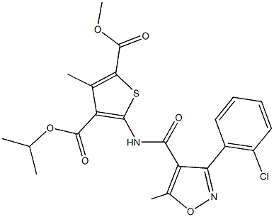 4-isopropyl 2-methyl 5-({[3-(2-chlorophenyl)-5-methyl-4-isoxazolyl]carbonyl}amino)-3-methyl-2,4-thiophenedicarboxylate Structure