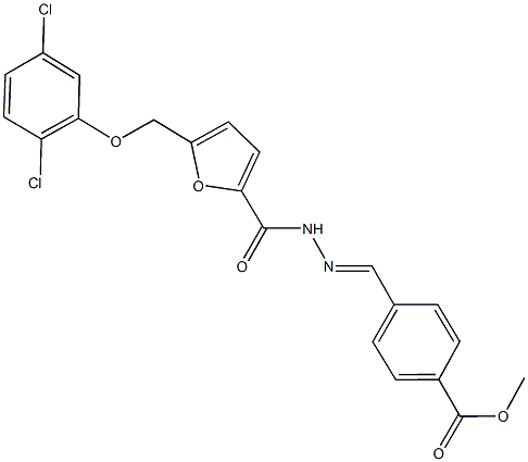 methyl 4-(2-{5-[(2,5-dichlorophenoxy)methyl]-2-furoyl}carbohydrazonoyl)benzoate 结构式