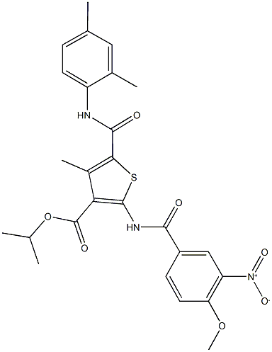 isopropyl 5-[(2,4-dimethylanilino)carbonyl]-2-({3-nitro-4-methoxybenzoyl}amino)-4-methyl-3-thiophenecarboxylate|