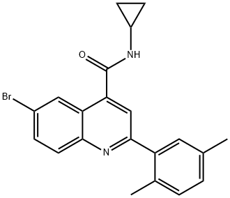 6-bromo-N-cyclopropyl-2-(2,5-dimethylphenyl)-4-quinolinecarboxamide,444931-87-7,结构式