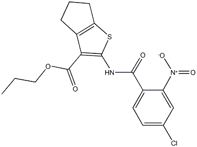 propyl 2-({4-chloro-2-nitrobenzoyl}amino)-5,6-dihydro-4H-cyclopenta[b]thiophene-3-carboxylate Structure