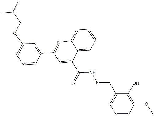 N'-(2-hydroxy-3-methoxybenzylidene)-2-(3-isobutoxyphenyl)-4-quinolinecarbohydrazide 化学構造式