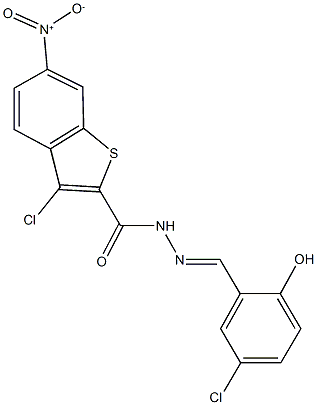 3-chloro-N'-(5-chloro-2-hydroxybenzylidene)-6-nitro-1-benzothiophene-2-carbohydrazide|