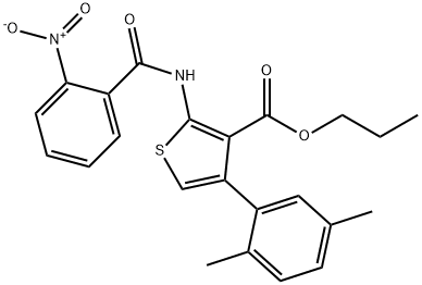 propyl 4-(2,5-dimethylphenyl)-2-({2-nitrobenzoyl}amino)-3-thiophenecarboxylate,444932-25-6,结构式