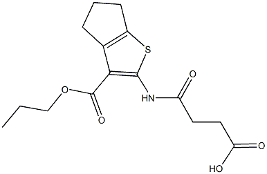 4-oxo-4-{[3-(propoxycarbonyl)-5,6-dihydro-4H-cyclopenta[b]thien-2-yl]amino}butanoic acid Structure