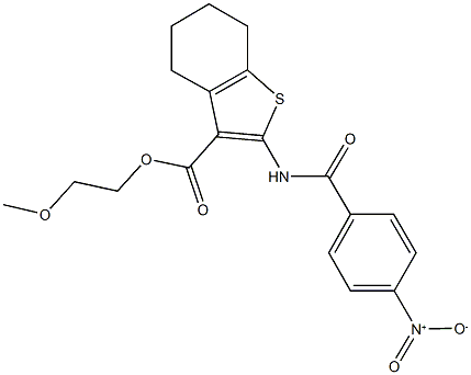 2-methoxyethyl 2-({4-nitrobenzoyl}amino)-4,5,6,7-tetrahydro-1-benzothiophene-3-carboxylate Structure