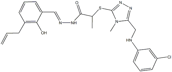N'-(3-allyl-2-hydroxybenzylidene)-2-({5-[(3-chloroanilino)methyl]-4-methyl-4H-1,2,4-triazol-3-yl}sulfanyl)propanohydrazide 化学構造式