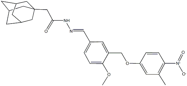 2-(1-adamantyl)-N'-[3-({4-nitro-3-methylphenoxy}methyl)-4-methoxybenzylidene]acetohydrazide Struktur
