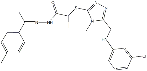 2-({5-[(3-chloroanilino)methyl]-4-methyl-4H-1,2,4-triazol-3-yl}sulfanyl)-N'-[1-(4-methylphenyl)ethylidene]propanohydrazide,444932-80-3,结构式