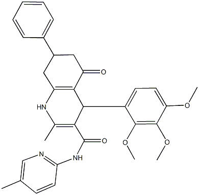 2-methyl-N-(5-methylpyridin-2-yl)-5-oxo-7-phenyl-4-(2,3,4-trimethoxyphenyl)-1,4,5,6,7,8-hexahydroquinoline-3-carboxamide,444932-92-7,结构式