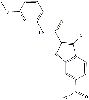 3-chloro-6-nitro-N-(3-methoxyphenyl)-1-benzothiophene-2-carboxamide 化学構造式