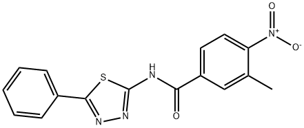 4-nitro-3-methyl-N-(5-phenyl-1,3,4-thiadiazol-2-yl)benzamide 结构式