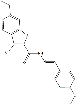 3-chloro-6-ethyl-N'-(4-methoxybenzylidene)-1-benzothiophene-2-carbohydrazide Structure