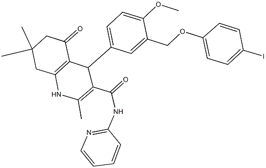 4-{3-[(4-iodophenoxy)methyl]-4-methoxyphenyl}-2,7,7-trimethyl-5-oxo-N-pyridin-2-yl-1,4,5,6,7,8-hexahydroquinoline-3-carboxamide,444933-25-9,结构式