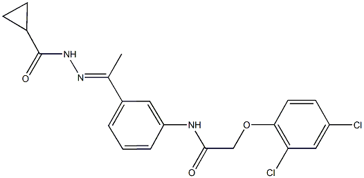 N-{3-[N-(cyclopropylcarbonyl)ethanehydrazonoyl]phenyl}-2-(2,4-dichlorophenoxy)acetamide Struktur