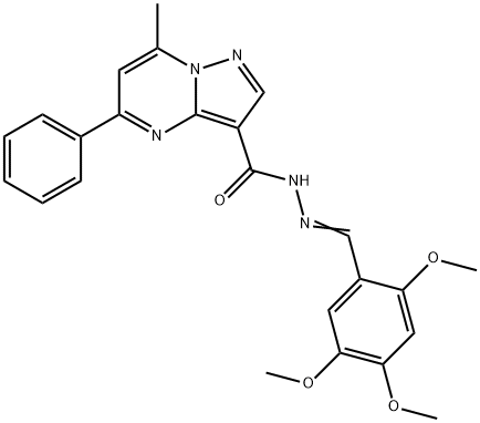 7-methyl-5-phenyl-N'-(2,4,5-trimethoxybenzylidene)pyrazolo[1,5-a]pyrimidine-3-carbohydrazide,444933-83-9,结构式